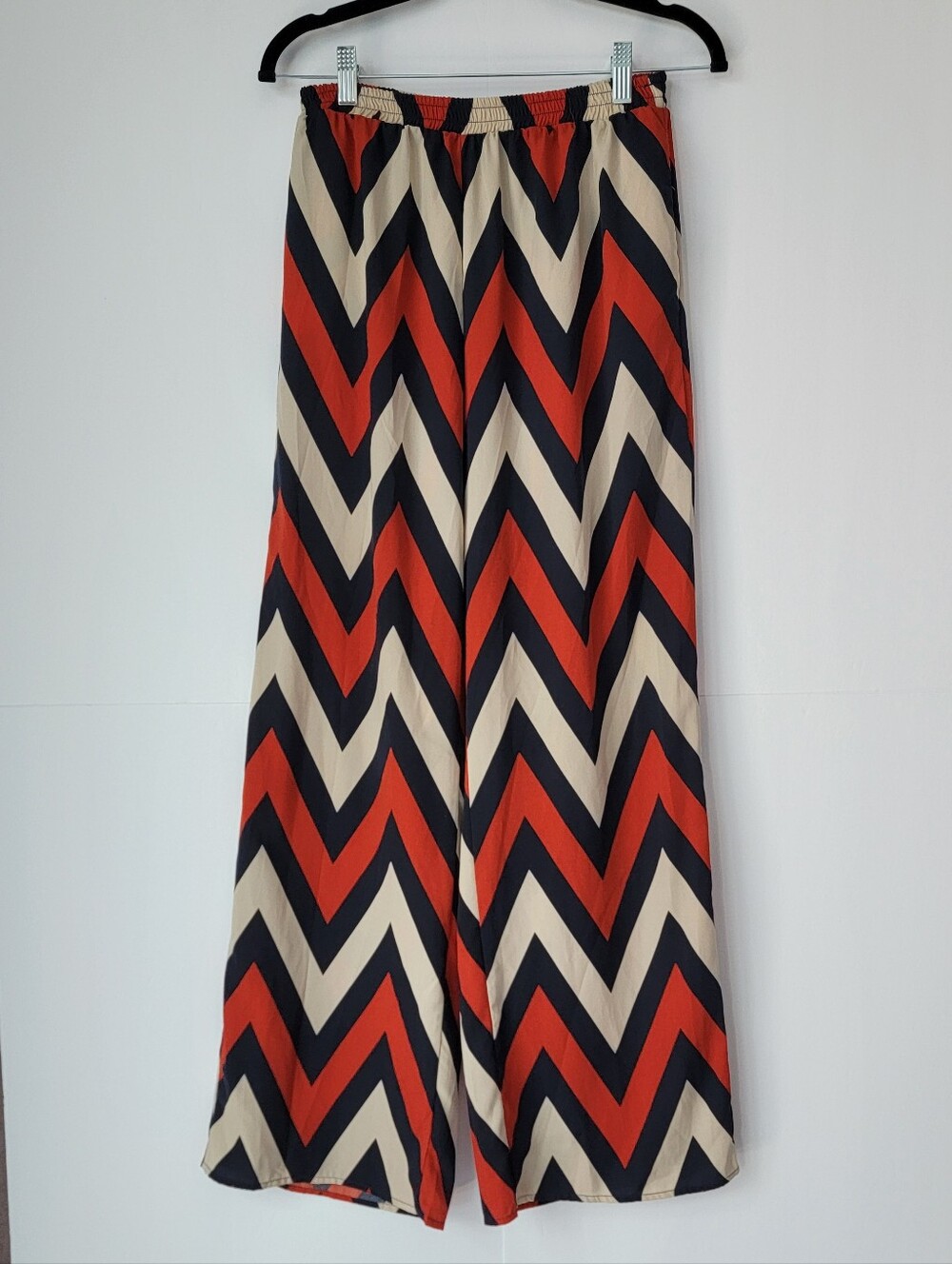 Mittoshop Chevron Wide Leg Palazzo Pants Small Orange Navy